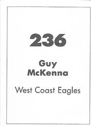 1990 Select AFL Stickers #236 Guy McKenna Back
